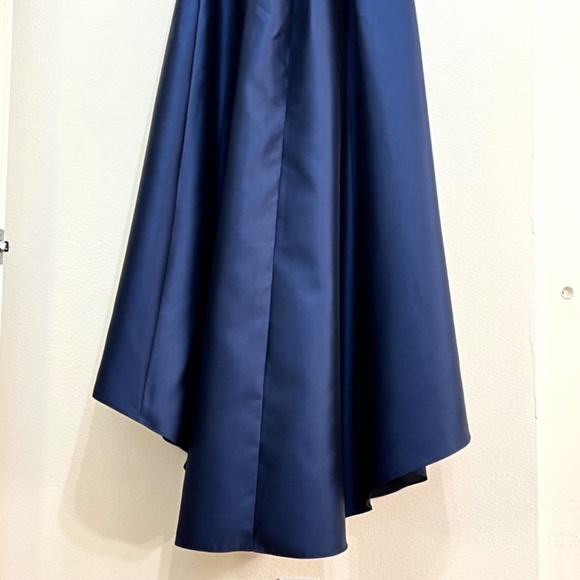 Alfred Sung D699 Strapless High Low Satin Gown Midnight Blue Size 16 - Picture 7 of 11